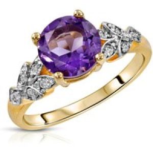 Amethyst & Diamond Valerie Embellished Ring in 9ct Gold