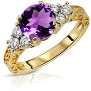 Amethyst & Diamond Valerie Embellished Ring in 18ct Gold