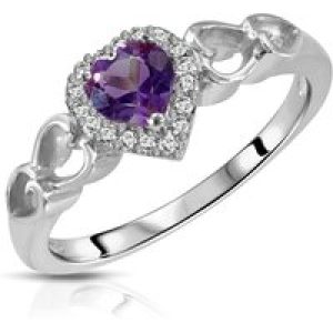 Amethyst & Diamond Leslie Halo Ring in 18ct White Gold