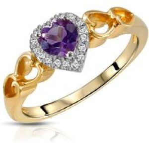 Amethyst & Diamond Leslie Halo Ring in 18ct Gold