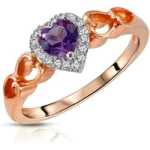 Amethyst & Diamond Leslie Halo Ring in 18ct Rose Gold
