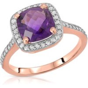 Amethyst & Diamond Lilla Statement Halo Ring in 18ct Rose Gold