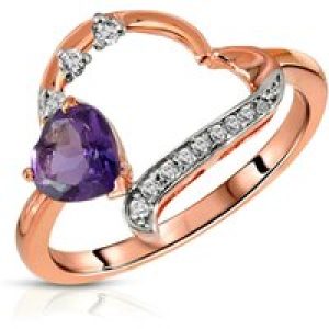 Amethyst & Diamond Laurel Open Work Embellished Ring in 18ct Rose Gold