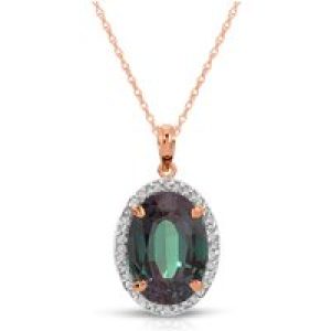 Alexandrite & Diamond Eve Halo Pendant Necklace in 9ct Rose Gold