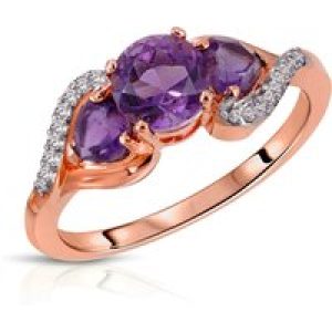 Amethyst & Diamond Celestia Exquisite Statement Trio Ring in 18ct Rose Gold