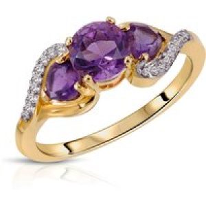 Amethyst & Diamond Celestia Exquisite Statement Trio Ring in 18ct Gold