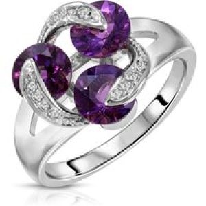 Amethyst & Diamond Celestia Exquisite Interweave Ring in 18ct White Gold