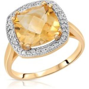 Citrine & Diamond Imogen Statement Halo Ring in 18ct Gold