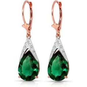 Emerald Tamara Snowcap Drop Earrings in 9ct Rose Gold