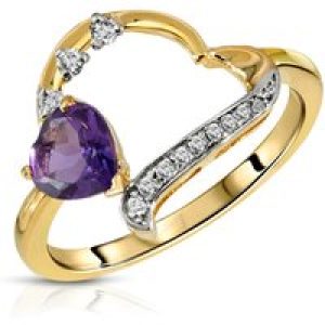 Amethyst & Diamond Laurel Open Work Embellished Ring in 18ct Gold