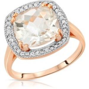 White Topaz & Diamond Imogen Statement Halo Ring in 18ct Rose Gold