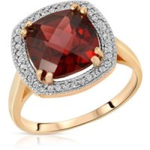 Garnet & Diamond Imogen Statement Halo Ring in 18ct Gold