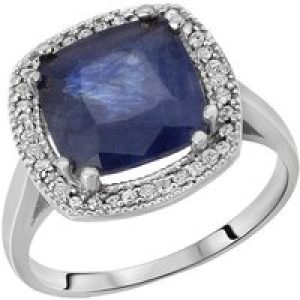 Sapphire & Diamond Imogen Statement Halo Ring in 18ct White Gold