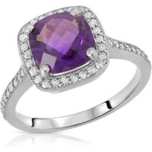 Amethyst & Diamond Lilla Statement Halo Ring in 18ct White Gold