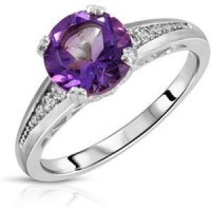 Amethyst & Diamond Valerie Embellished Ring in 18ct White Gold