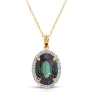 Alexandrite & Diamond Eve Halo Pendant Necklace in 9ct Gold