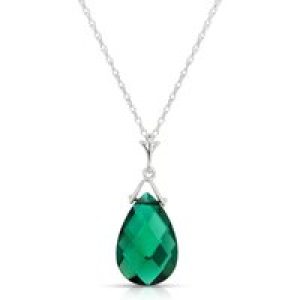 Emerald Madrid Drop Pendant Necklace in 9ct White Gold