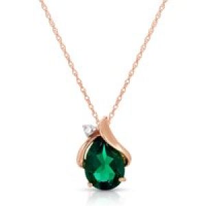 Emerald & Diamond Bethany Encased Pendant Necklace in 9ct Rose Gold