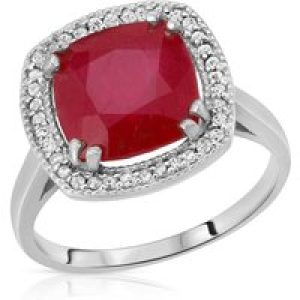 Ruby & Diamond Imogen Statement Halo Ring in Sterling Silver