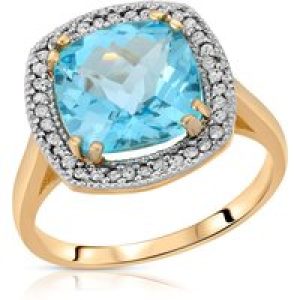 Blue Topaz & Diamond Imogen Statement Halo Ring in 18ct Gold