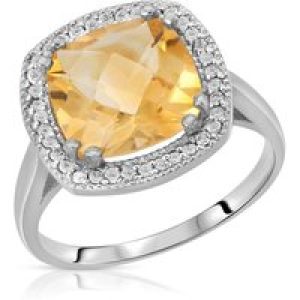 Citrine & Diamond Imogen Statement Halo Ring in 18ct White Gold