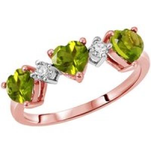 Peridot & Diamond Victoria Trio Heart Ring in 18ct Rose Gold