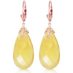 Yellow Onyx Susannah Signature Filigree Drop Earrings in 9ct Rose Gold