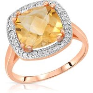Citrine & Diamond Imogen Statement Halo Ring in 18ct Rose Gold