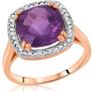 Amethyst & Diamond Imogen Statement Halo Ring in 9ct Rose Gold