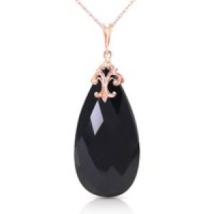 Black Onyx Susannah Signature Filigree Drop Pendant Necklace in 9ct Rose Gold