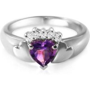Amethyst & Diamond Myleene Embellished Heart Ring in 18ct White Gold