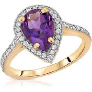 Amethyst & Diamond Cerise Embellished Halo Ring in 9ct Gold