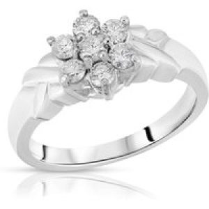 Diamond Larissa Statement Floral Engagement Ring in 18ct White Gold