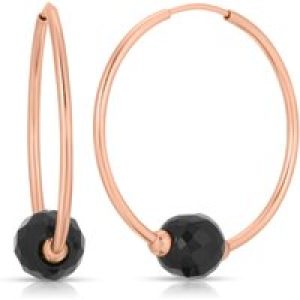 Black Onyx Lyra Ball Hoop Earrings in 9ct Rose Gold