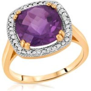 Amethyst & Diamond Imogen Statement Halo Ring in 18ct Gold