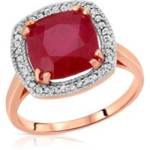 Ruby & Diamond Imogen Statement Halo Ring in 18ct Rose Gold
