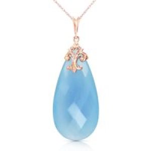 Blue Chalcedony Susannah Signature Filigree Drop Pendant Necklace in 9ct Rose Gold