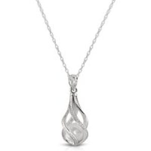 Pearl Lillibeth Encased Pendant Necklace in 9ct White Gold