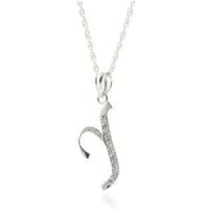 Letter Y Diamond Classic Initial Pendant Necklace in 9ct White Gold