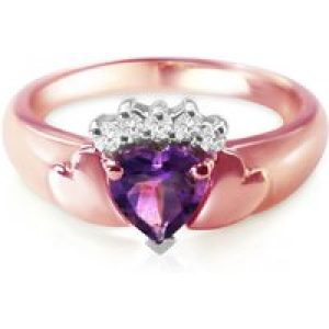 Amethyst & Diamond Myleene Embellished Heart Ring in 18ct Rose Gold