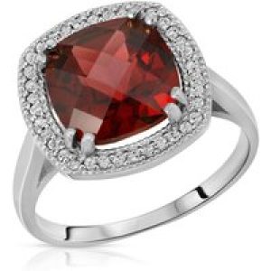 Garnet & Diamond Imogen Statement Halo Ring in 18ct White Gold