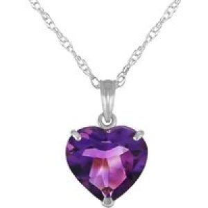 Amethyst Eloise Understated Heart Pendant Necklace in 9ct White Gold