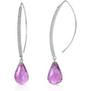 Amethyst & Diamond Regina Embellished Drop Earrings in 9ct White Gold
