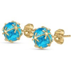 Blue Topaz Loretta Detailed Stud Earrings in 9ct Gold