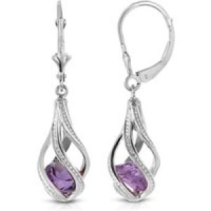 Amethyst Luisa Contemporary Twist Earrings in 9ct White Gold
