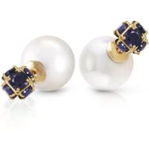 Pearl & Sapphire Leah Detailed Stud Earrings in 9ct Gold