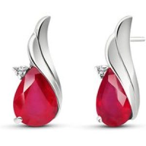 Ruby & Diamond Veronica Stud Earrings in 9ct White Gold