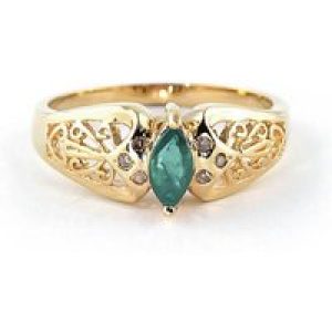 Emerald Angelica Filigree Art Deco Ring in 18ct Gold
