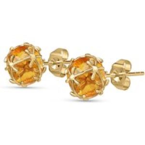 Citrine Loretta Detailed Stud Earrings in 9ct Gold