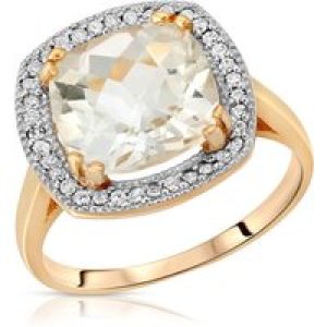 White Topaz & Diamond Imogen Statement Halo Ring in 18ct Gold